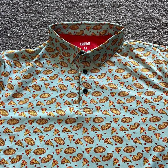 Lofty Llama Slice Slice Baby Pizza Performance Golf Shirt Stretch Mens Size M - Picture 3 of 7